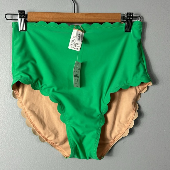 J Crew High-rise scalloped bikini bottom in Brilliant Green size small - Picture 1 of 12